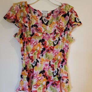 Allison Taylor Woman's Petite Small Floral Business Casual Shirt